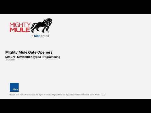 Mighty Mule MM271 - MMK200 Keypad Programming