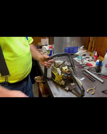Ryobi chainsaw carb. removal #chainsaw #carborator #porting #ryobi