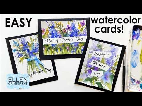 EASY watercolor Mothers day cards
