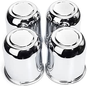 RTRHINOTUNING 4PCS 3.74inch Push Through Wheel Center Caps Chrome Silver for Truck Wheels Rim Trailer