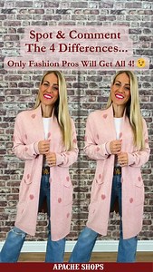 2.2K views · 18 reactions | Right, you all smashed the last one so I’ve made it a bit harder this time!  Who can spot all 4 differences? 勺 Only the true fashion pros will get them all… good luck! ✨ Remember Comment when you have all 4! Xx | Apache Shops | Facebook