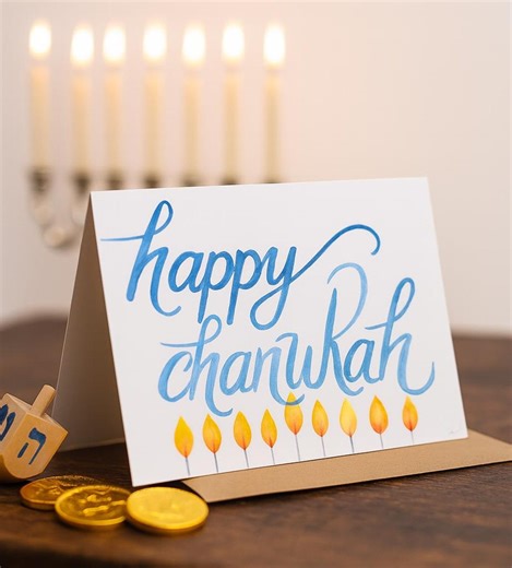 Watercolor Printable Happy Chanukah Card, Instant Download, Digital PDF File, Hanukkah Card - Etsy
