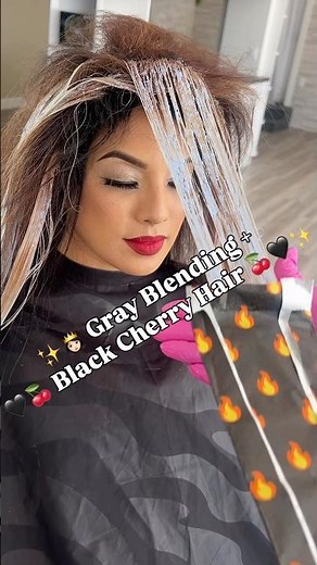 🖤🍒Black Cherry Hair ✨ Gray Blending Transformation👸🏻