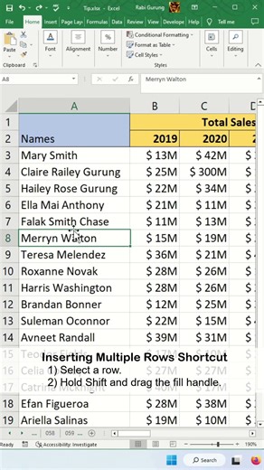 How to Insert Multiple Rows in Excel? - Excel Tips and Tricks #shorts