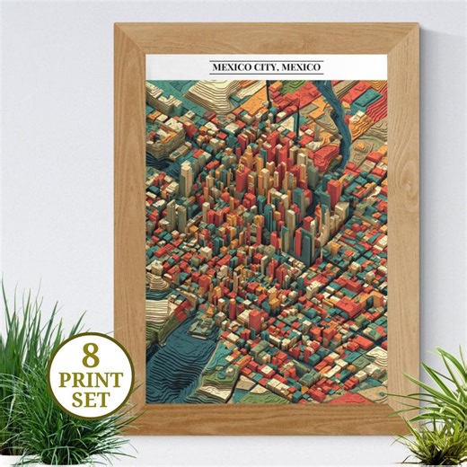 Mexico City Map Wall Art - Aerial View, Terracotta Layers - Etsy