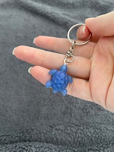 Turtle Handmade Epoxy Resin Keyring, Small, Matte, Blue Shimmer - Etsy