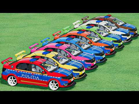 TRANSPORTING ALL COLORS DACIA SPECIAL SUPER POLICE CARS VEHICLES WITH MERCEDES & MAN TRUCKS ! FS22