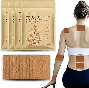 120pcs Muxibustion Patch Self-Heating Moxa Sticker Chinese Mugwort Leaf Foot Pads Relieve for Neck, Shoulder, Back, Waist, Hand, Feet, Joint, 7 * 10cm