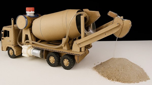 DIY Self-Loading Concrete Mixer Truck | Build a Working Model from Cardboard & Recycled Materials