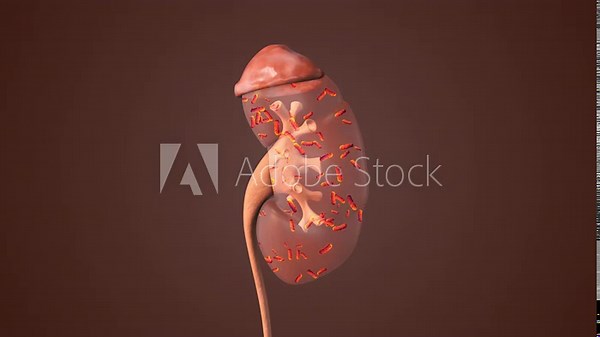 Female kidney and urinary tract medical animation