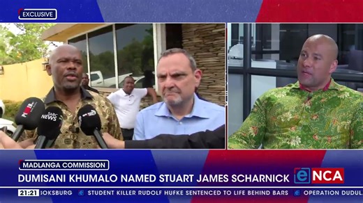 464K views · 3.4K reactions | [ON AIR] Stuart James Scharnick's name popped up at the Madlanga Commission today. Crime Intelligence boss, Dumisani Khumalo, told the commission that Scharnick is General Shadrack Sibiya’s personal protector. eNCA reporter Pule Letshwiti-Jones is speaking to the man, along with Crime Watch Presenter, Yusuf Abramjee. Tune in to eNCA now on #DStv403 | eNCAnews | Facebook