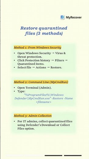 Restore Quarantined Files in Windows Defender (Windows 11)