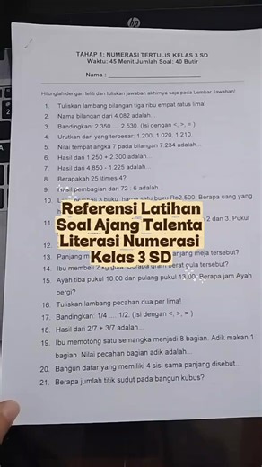 📚 Referensi latihan literasi numerasi kelas 3 SD File berisi: • soal numerasi • kunci jawaban • bahan tes literasi bahasa • petunjuk tes 🔗 Link di bio. #literasinumerasi #gurusd #fypシ゚