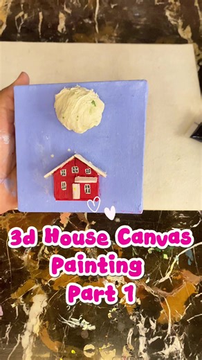 3D House with Balloons Painting on Canvas - Part 1