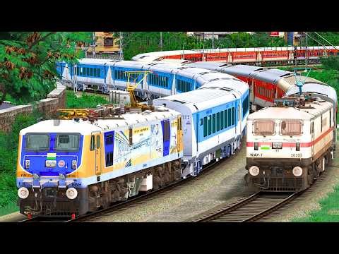 WAP7 SHATABDI vs WAP7 LHB TRAIN RACE | BUMPY RAILROAD | Train Simulator | Railwork | NTG GAMING
