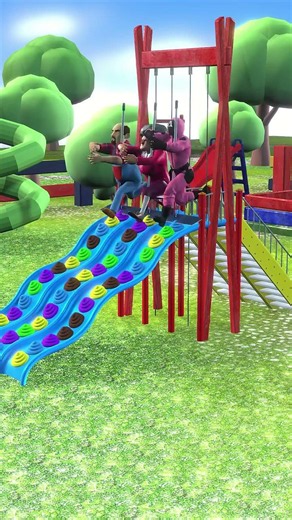 SquidGuard, ScaryT and ScaryNB clean up after SquidDoll, Nick and Tani To Slide! Scary Teacher 3D!