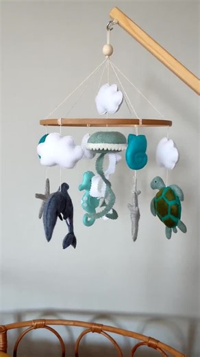 Ocean Baby Mobile for Crib – Sea Animal Nursery Decor | Handmade Felt Baby Mobile With Turtle, Dolphin & Whale | Coastal Baby Shower Gift - Etsy