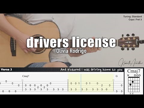 drivers license - Olivia Rodrigo | Fingerstyle Guitar | TAB + Chords + Lyrics