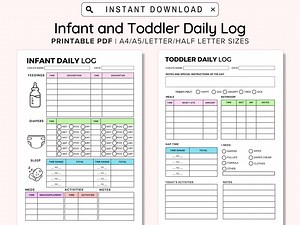 Infant Daily Log Printable, Daycare Printable Baby Log, Infant Toddler Daily Schedule Report, Daily Infant Sheet for Parent Communication - Etsy