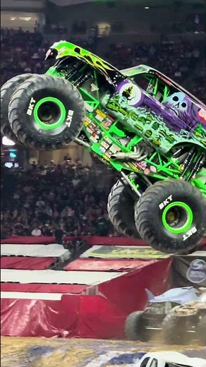 Tyler Menninga in Grave Digger Monster Jam Truck Freestyle Win in Houston