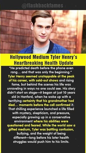 Hollywood Medium Tyler Henry’s Heartbreaking Health Update #shorts