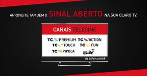 Quem tem Claro tv, tem acesso ao NOW e muito conteúdo na palma da mão. Assine já! Aproveite também o sinal aberto na sua Claro tv. Canais Disney de 20/07 a 30/07 e Telecine de 26/07 a 01/08. Assine Claro tv a partir de R$ 49,90/mês. Durante 4 meses, comprando pelo site. | Claro Brasil