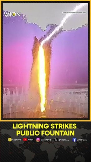 MOMENT: Lightning Strikes Fountain as Children Play Nearby | WION Shorts