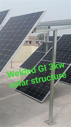 febricated GI solar structure of 3kw solar panel installation.