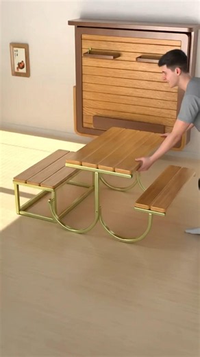 Multifunctional folding table design#classicwood#short#furnituredesign#table#idea