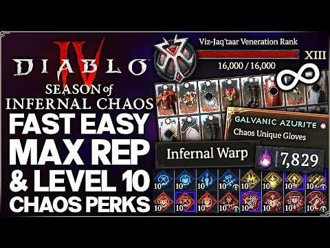 Diablo 4 - Fast MAX Level Chaos Perks Early - Easy Infernal Warp & Rep - Best Season 10 Farm Guide!