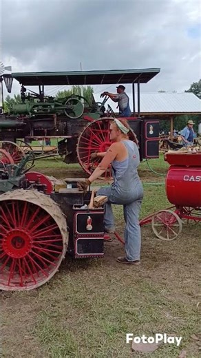 Small CASE steam tractor powers a wood planer.