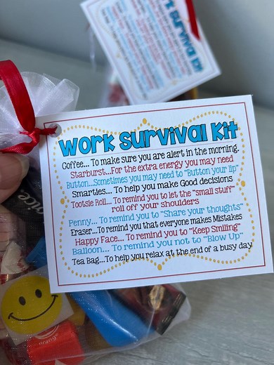 WORK SURVIVAL KIT - Sweet Thoughts, Goodie, Bag, Happy Birthday, Friends, Coworkers, Secretary, Staff, Appreciation, Team Gifts, Thank You - Etsy