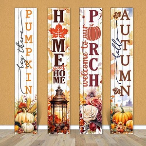 Rustic Autumn Porch Decor | Stylish Vertical Wood Leaner | Vibrant Fall Welcome Sign | Housewarming Gift - Etsy