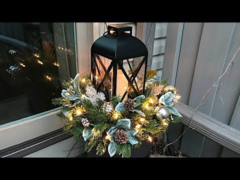 Easy Christmas Planters - Lantern Planter Floral Arrangement - Outdoor Decorating
