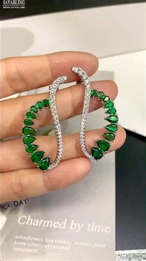 Sayabling 7.95ctw Pear Cut Emerald Sapphire Cuff Earrings