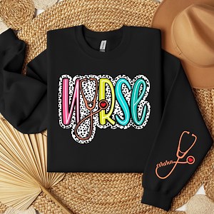 Custom Nurse Sweatshirt, Nurse Name on Sleeve Sweater, Nurse Dalmatian Hoodie, Personalized Nurse Gift, Nurse Week Sweatshirt, Nurse Outfit - Etsy