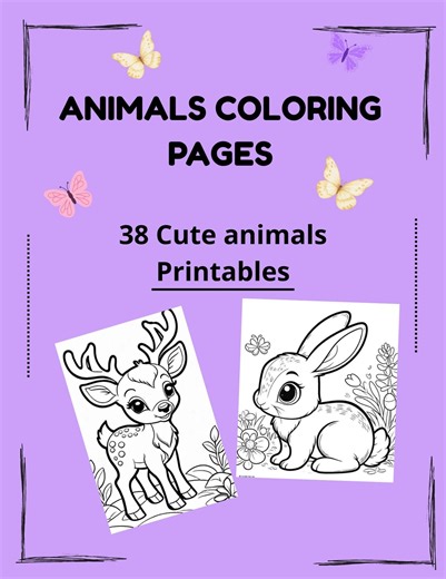 38 Printable Animal Coloring Pages for Kids – Toddler Activity (PDF Download) - Etsy