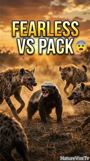 Outnumbered Honey Badger vs Hyena Pack 😱 #shorts #shortsfeed #facts @NatureVoxTV