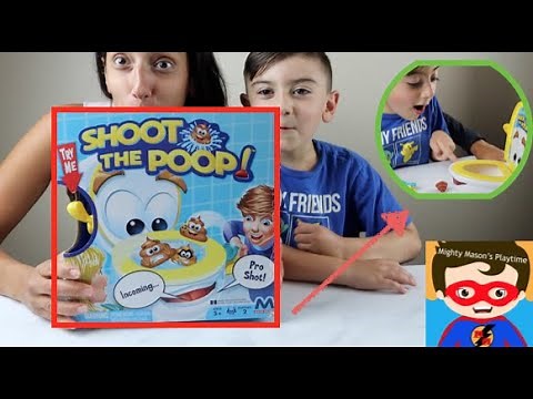 Mighty Mason & mom open up SHOOT THE POOP game!!!