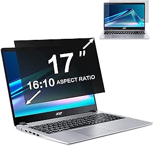 ZOEGAA 17 Inch Laptop Privacy Screen Filter for 16:10 Widescreen Display 14.5"x9.1" - Laptop Screen Privacy Shield and Anti Blue Light Anti Glare Screen Protector
