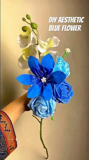 DIY Blue Paper Flower | Easy Aesthetic Craft #paperflower #handmade #craft #paperart
