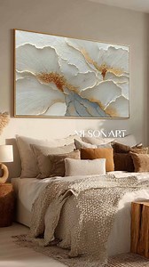 🎍Large Gold and White Floral Plaster Canvas Art Modern Plaster Wall Art Decoration Ideas 👏Original art created by professional and talented and remarkable artist team members! Customization any style, size, orientation or color, we've got you covered. The painting will be shipped only after you confirm that you like it. Support Free delivery extra large painting ready to hang on. 🛒Want to make this artwork yours? Just visit our website and search "#SG476" to explore, customize, and purchase y