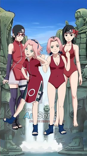Sakura & Sarada | Normal vs. Swimsuit Evolution!" 🥰👙 #naruto #narutoshippuden #sarada