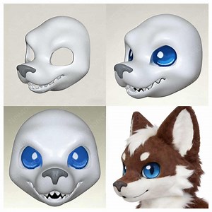 3D Printed Kemono Fursuit Head Base, Furry Dog Head Base - Etsy