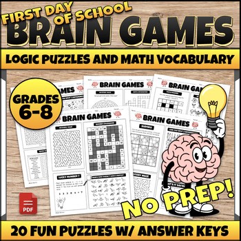 8th Grade Math First Day of School Activities | Fun Math Worksheets Brain Breaks