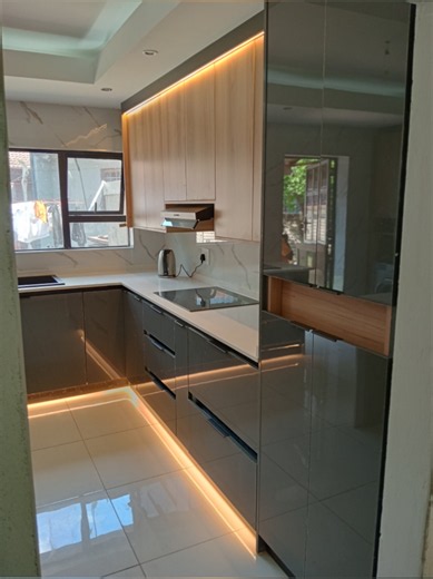 Modern Kitchen Design Storm Grey Gloss&Sahara Matt. #pgbison #kitchen #innovus #decorate #fyp