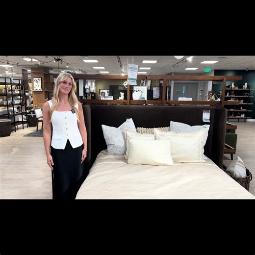 Modern simplicity made dreamy, exclusively at NFM! 🛏️✨ Add touchable texture and wearable glam to your bedroom with this on-trend 37B platform bed. Shop this bed: https://bit.ly/4meo13E | NFM