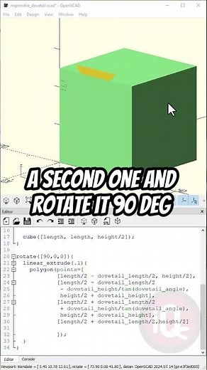 OpenScad: Make Impossible Dovetail #3dprinting #openscad #openscadtutorial