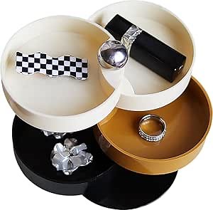 WMM Jewelry Organizer Box Earring Holder Organizer, Rotatable Jewelry Storage Box for Women, 4-Layer Travel Jewelry Case Organizer for Bracelets Rings Earring