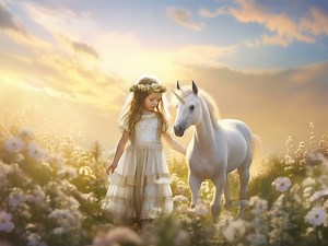Baby Unicorn Field of Flowers Digital Backdrop / Unicorn Digital Background / Fairy Tale / Fantasy / Photographers / Digital Artist / - Etsy